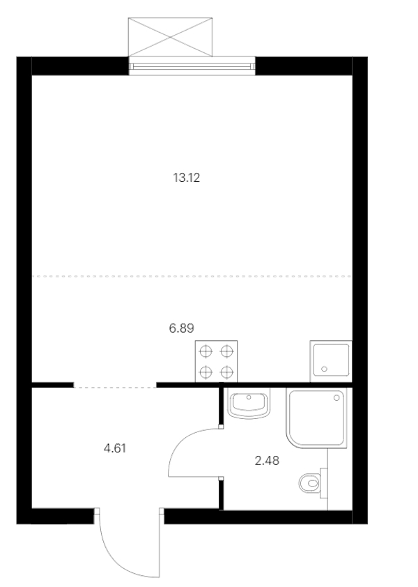 Квартира студия 27.1 м², 14/15 эт., ЖК «Заречный парк»